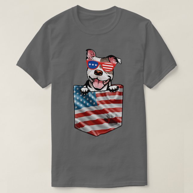 Camiseta Pitbull En El Bolsillo Bandera Estadounidense Patr (Diseño del anverso)