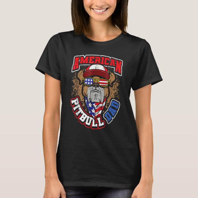 Camiseta Pitbull Estadounidense 4 De Julio (Anverso)