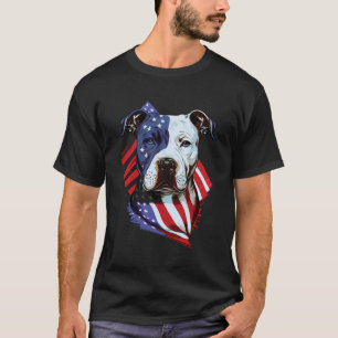 Camiseta Pitbull Estadounidense Con Ilustracion De Bandera 