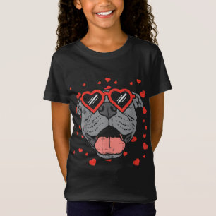 Camiseta Pitbull Face Glasses Día de San Valentín Mascota P