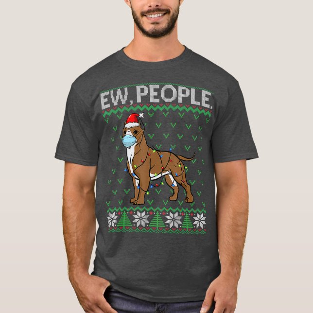 Camiseta Pitbull Face Mask Ew People Perro Navidades Feo (Anverso)