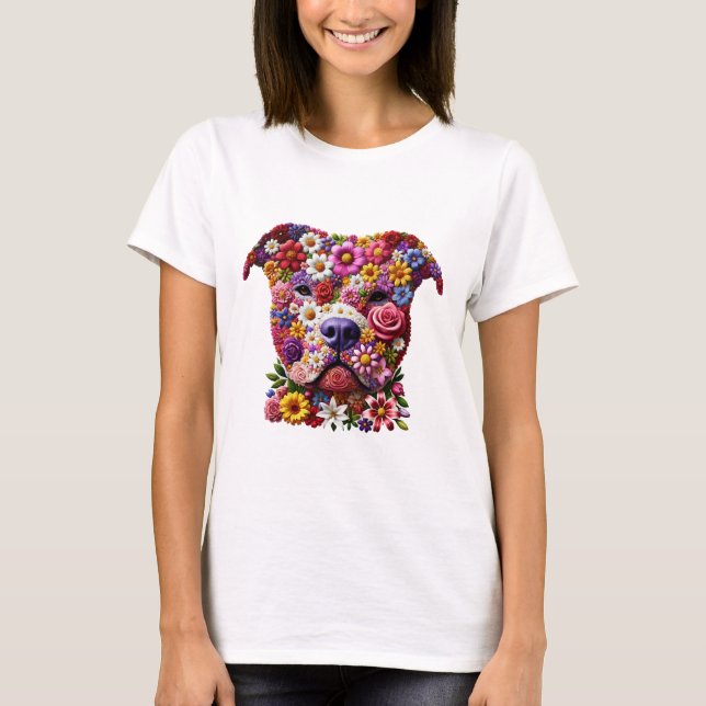 Camiseta Pitbull Flower Face Dog Lover (Anverso)