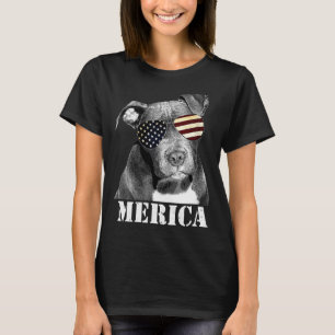 Camiseta Pitbull Funny Patriotic Dog Usa Sun Glasses
