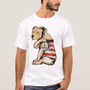 Camiseta Pitbull I Love Dad Tattoos Fathers Day American Fl