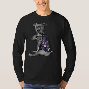 Camiseta Pitbull I Love Mom Funny Pitbull Tattooed