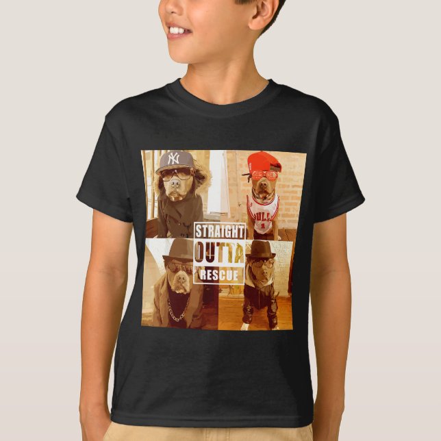 Camiseta Pitbull Love Straight Outta Rescue Funny Pit Bull (Anverso)