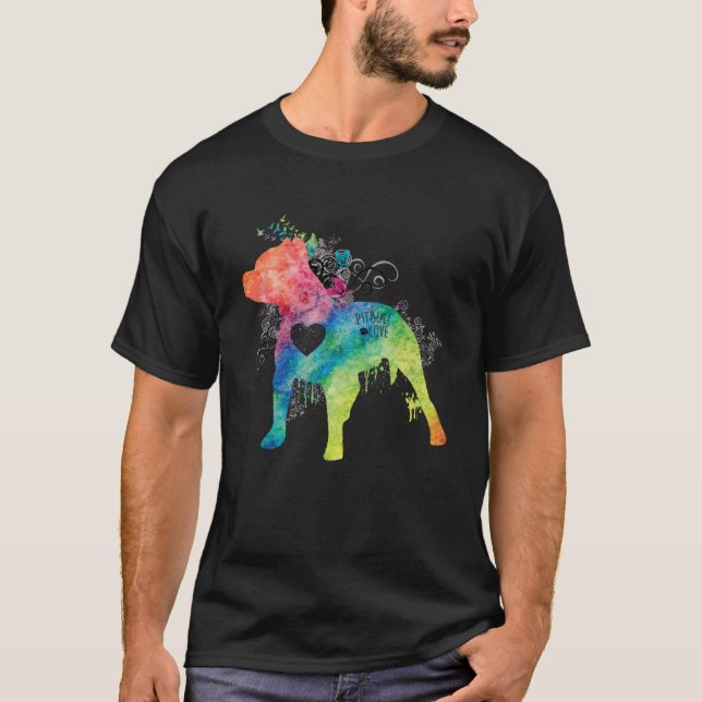 Camiseta Pitbull Love Watercolor Zen Pit bull (Anverso)