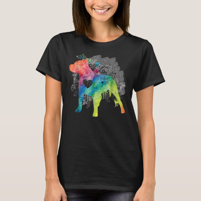 Camiseta Pitbull Love Watercolor Zen Pit Bull (Anverso)