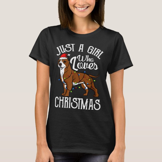 Camiseta Pitbull Lover Chica que ama a los Navidades Gracio (Anverso)