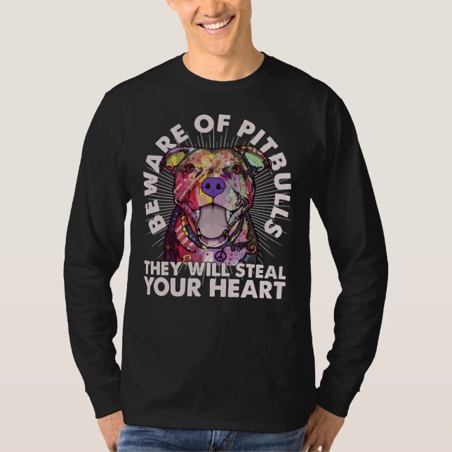Camiseta Pitbull Lover Cuidado Con Los Pitbulls Robarán Y (Anverso)