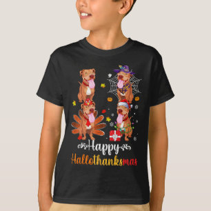 Camiseta Pitbull Lover Halloween Feliz Navidad