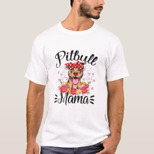 Camiseta Pitbull Mama Florals Cute Dog Mom's Day