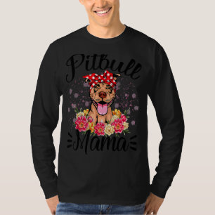 Camiseta Pitbull Mama Florals Cute Dog Mom's Day 1
