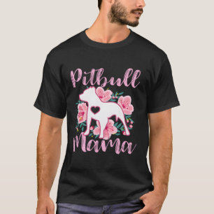 Camiseta Pitbull Mama K Flowers Pittie Mom Mothers Tema