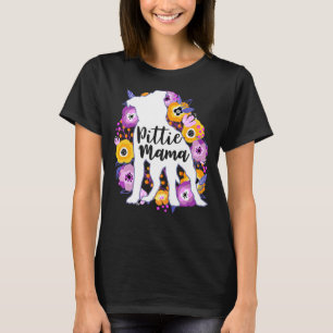 Camiseta Pitbull Mama Purple Flowers Pittie Mom Cute Pit Bu