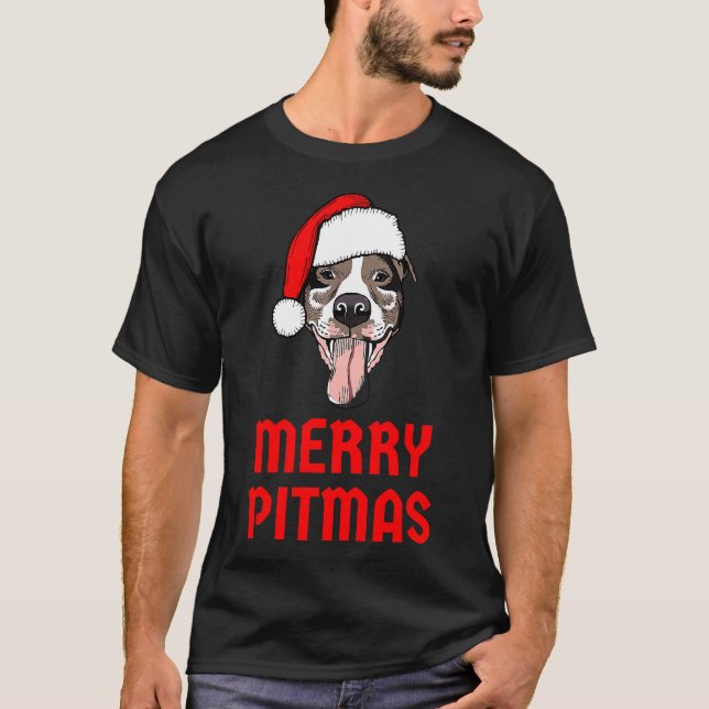 Camiseta Pitbull Merry Pitmas Funny Pitbull Chris (Anverso)