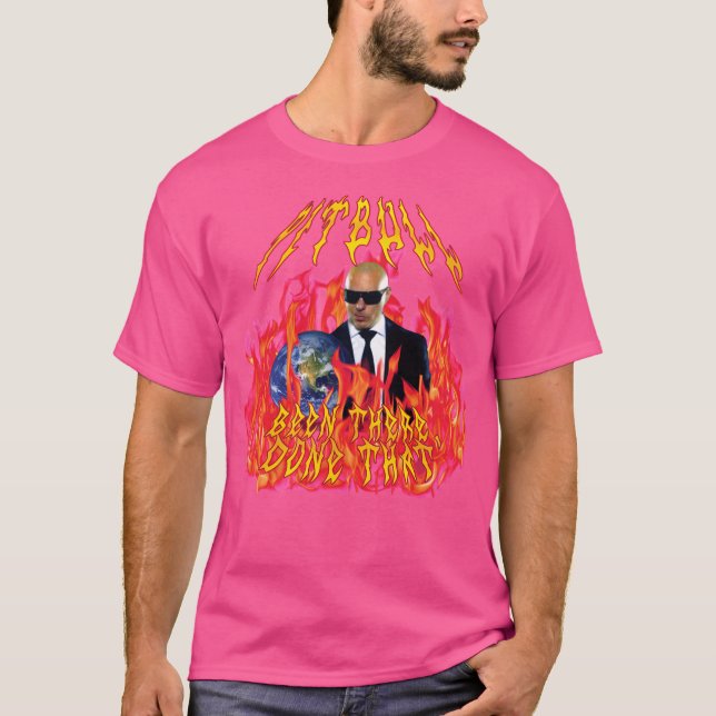 Camiseta Pitbull Metalizado Pesado Con Flores (Anverso)