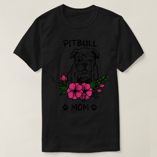 Camiseta Pitbull Mom Dog Mothers Pet Cute Spring Floral Flo (Diseño del anverso)