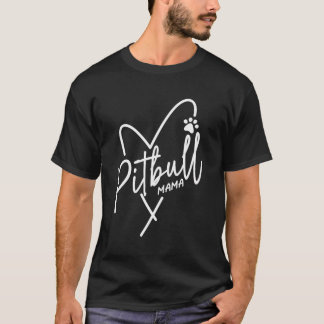 Camiseta Pitbull Mom Heart Pit Bull Mama Dog Lover Mujeres