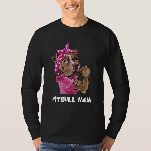Camiseta Pitbull Mom Ladies Dogs Tee (Anverso)