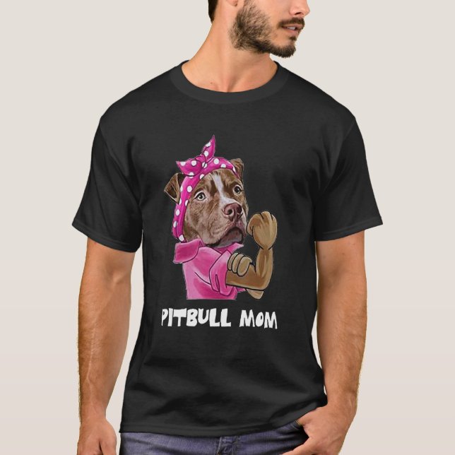 Camiseta Pitbull Mom Ladies Dogs Tee (Anverso)