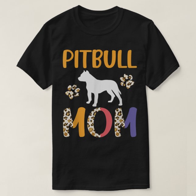 Camiseta Pitbull Mom Leopard  (Diseño del anverso)