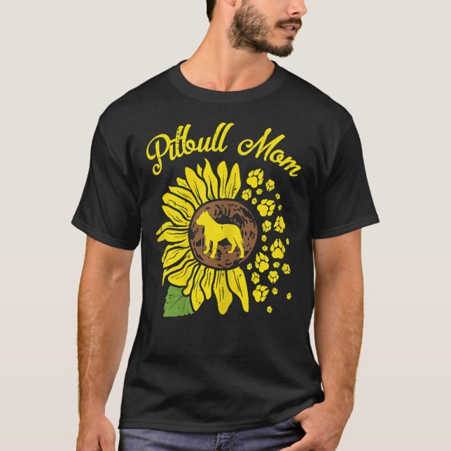 Camiseta Pitbull Mom Sunflower Paw Pittie Dog (Anverso)