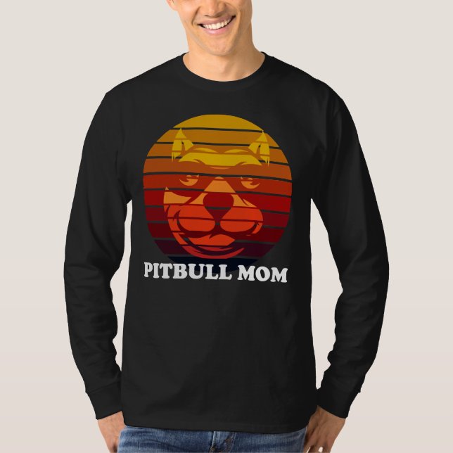 Camiseta Pitbull Mom Vintage Retro Sunset (Anverso)