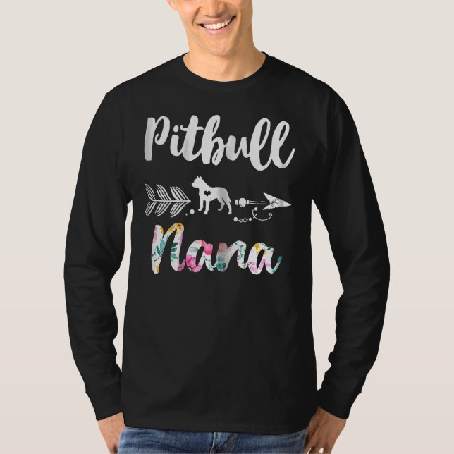 Camiseta Pitbull Nana Pitbull Cute Mujeres Abuelas Tees (Anverso)