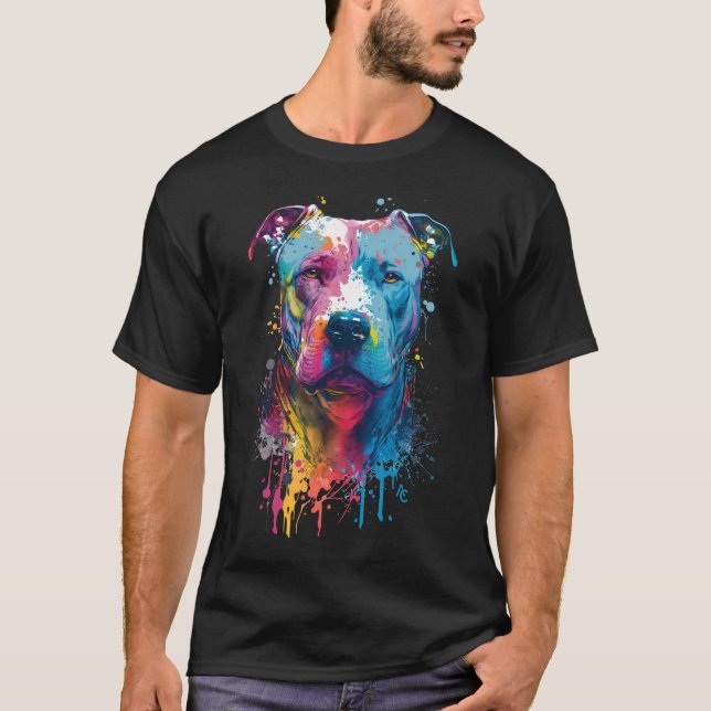 Camiseta Pitbull Norteamericano: Esplash de tinta para graf (Anverso)