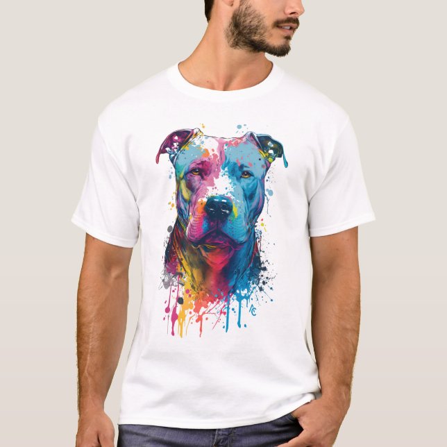 Camiseta Pitbull Norteamericano: Esplash de tinta para graf (Anverso)