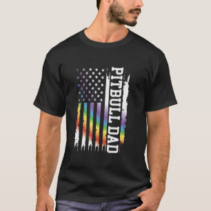 Camiseta Pitbull Papá Estados Unidos Distressed Arcoíris co