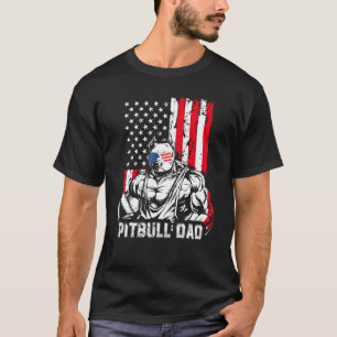 Camiseta Pitbull Papá Músculo Perro Bandera Americana 4 De 