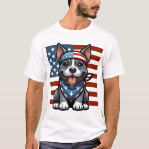 Camiseta Pitbull Patriótico Bandera Americana 4 de Julio Ba
