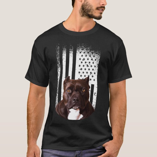 Camiseta Pitbull Perro Bandera Americana Pitbull Terrier Do (Anverso)