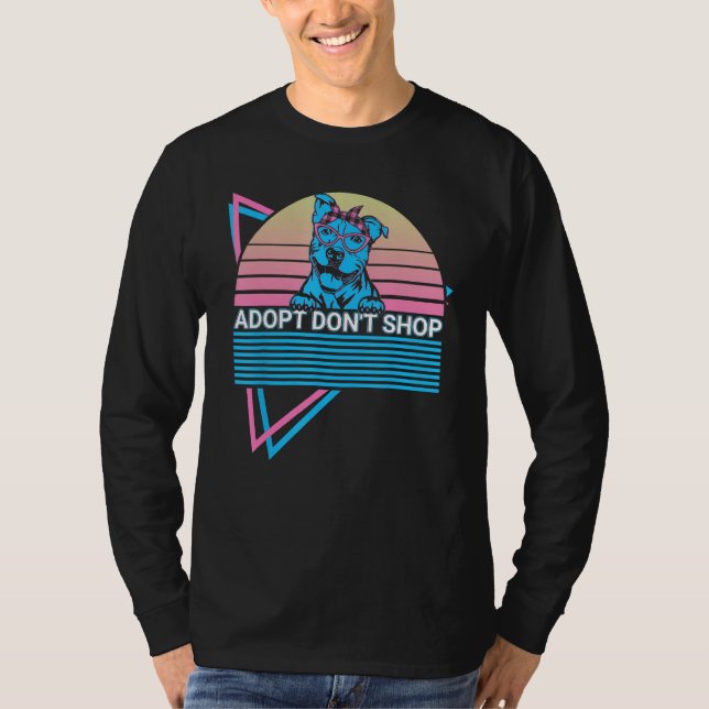Camiseta Pitbull Pit Bull Retro Adopte No Compre (Anverso)