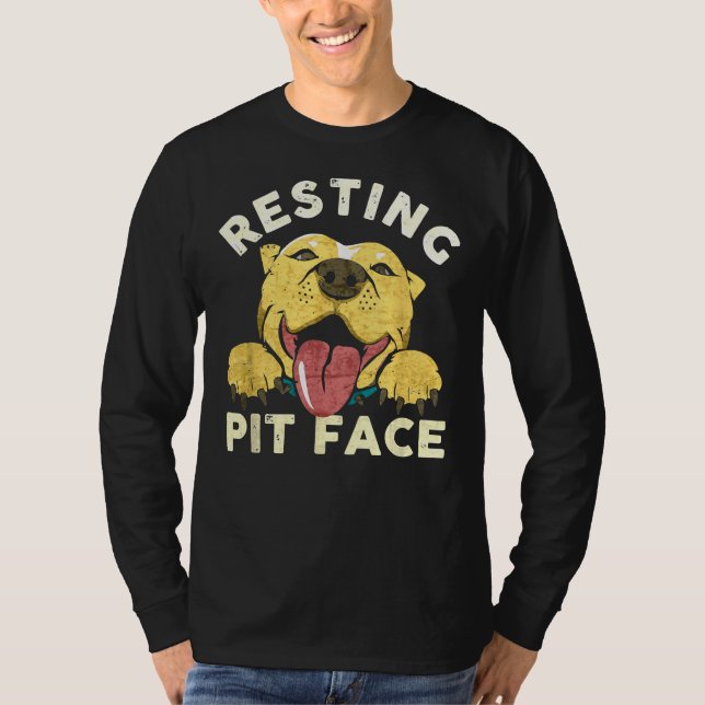 Camiseta Pitbull Puppy Resting Pit Face Funny Molestresing  (Anverso)
