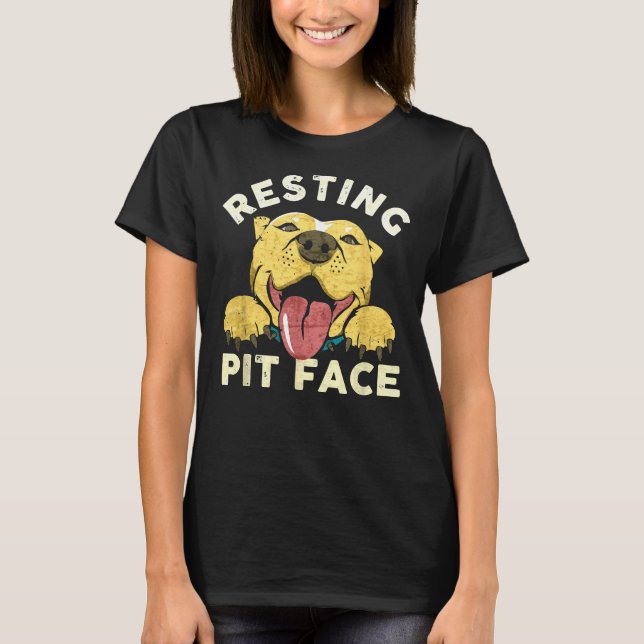 Camiseta Pitbull Puppy Resting Pit Face Funny Molestresing  (Anverso)