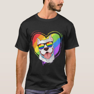 Camiseta Pitbull Rainbow Heart Gay Pride LGBT Perro Lover G