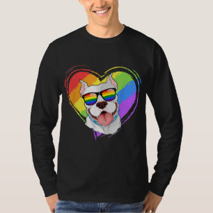 Camiseta Pitbull Rainbow Heart Gay Pride LGBT Perro Lover G