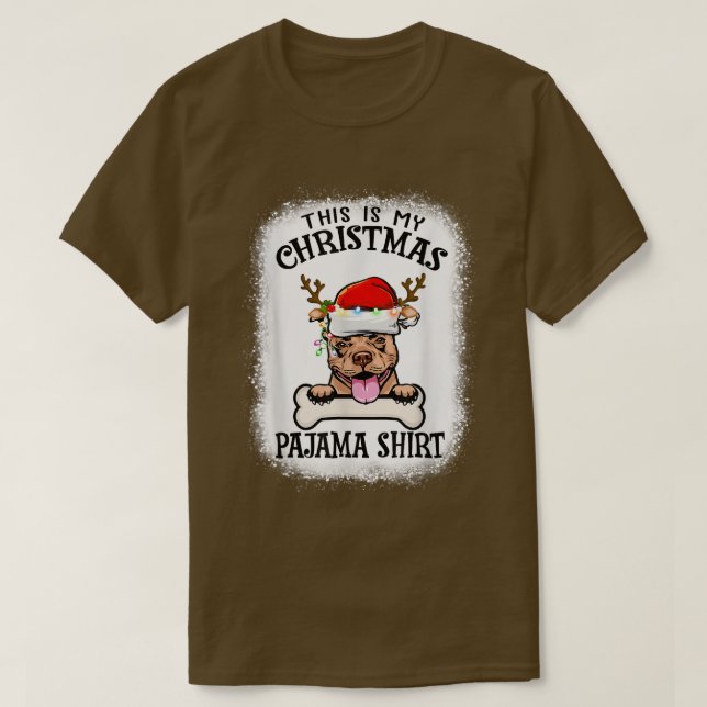 Camiseta Pitbull Reindeer Santa Hat With Tree Xmas Pajama F (Diseño del anverso)