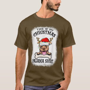 Camiseta Pitbull Reindeer Santa Hat With Tree Xmas Pajama F