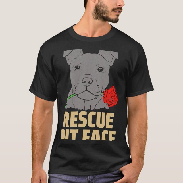 Camiseta Pitbull Rescue Pit Face Funny Cute (Anverso)