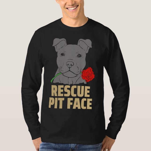 Camiseta Pitbull Rescue Pit Face Funny Cute (Anverso)