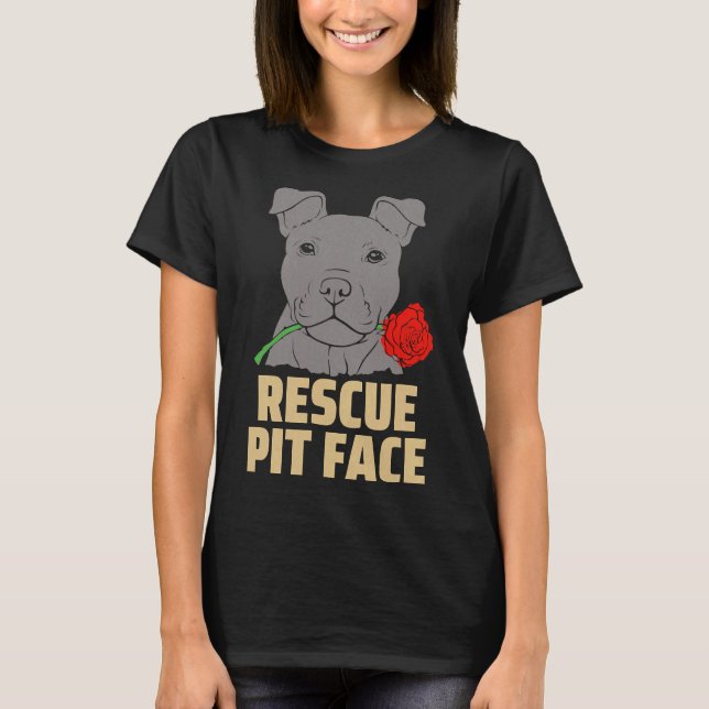 Camiseta Pitbull Rescue Pit Face Funny Cute (Anverso)