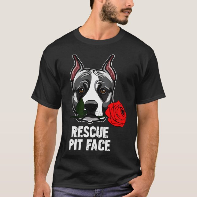 Camiseta Pitbull Rescue Pit Face Funny Cute Pitbull Lover (Anverso)