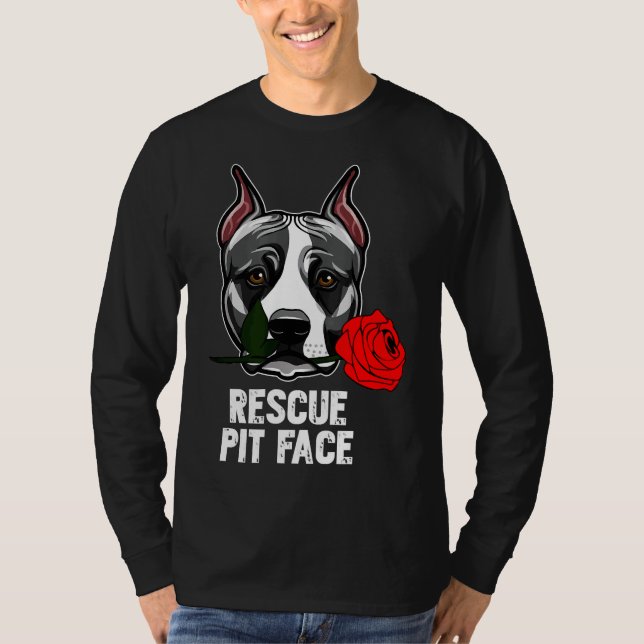 Camiseta Pitbull Rescue Pit Face Funny Cute Pitbull Lover (Anverso)