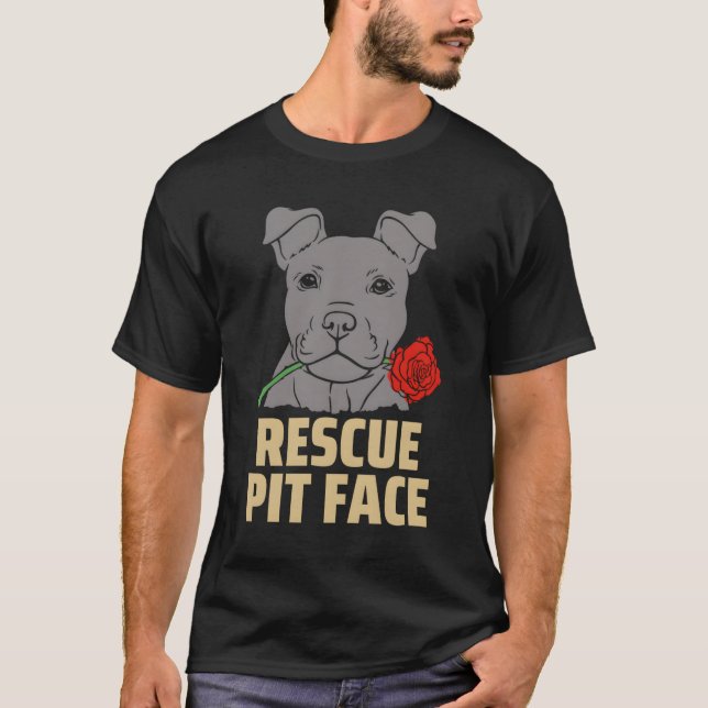 Camiseta Pitbull Rescue Pit Face Funny Cute Pitbull Lovers (Anverso)