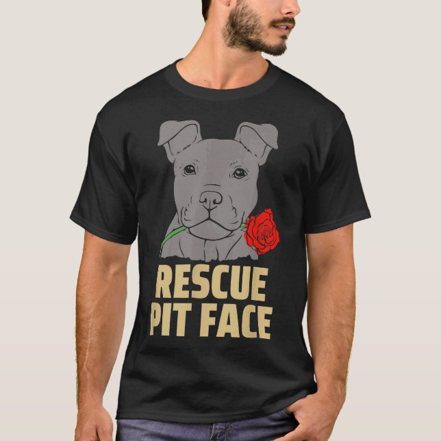 Camiseta Pitbull Rescue Pit Face Funny Cute Pitbull Lovers (Anverso)