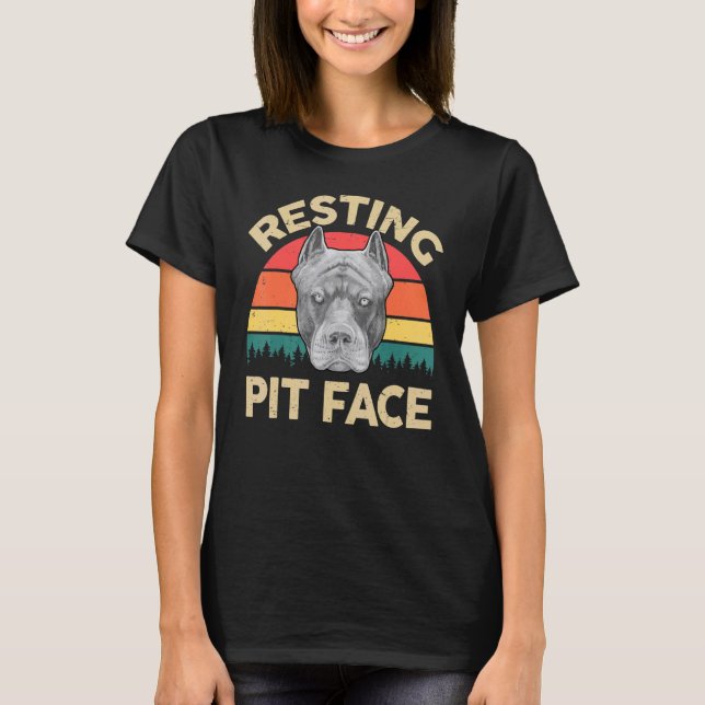 Camiseta Pitbull Resting Pit Face Blue Pitbull Dad Pittie (Anverso)
